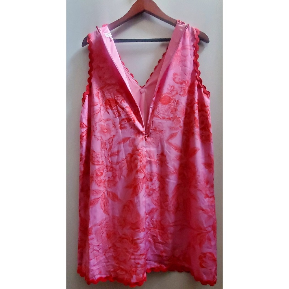 TCEC Dress M Sheath Hamptons M Violet & Red Floral Bric A Brac Trim Pockets Zip - Picture 8 of 10